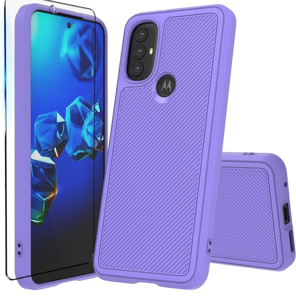 Huness for Moto G Pure Case/Moto G Power 2022 Case + Tempered Glass Screen Prote
